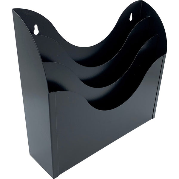 Huron Three-Compartment Steel Wall Sorter, 13 x 3.5 x 11.25, Black (HURHASZ0184) Each