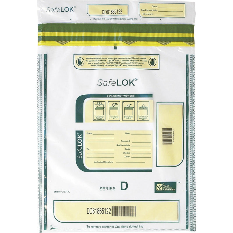 ControlTek SafeLOK Tamper-Evident Deposit Bags - 12" x 16", Clear - 100/Pack - Cash, Deposit, Note, Bill (CNK585093) Pack of 100