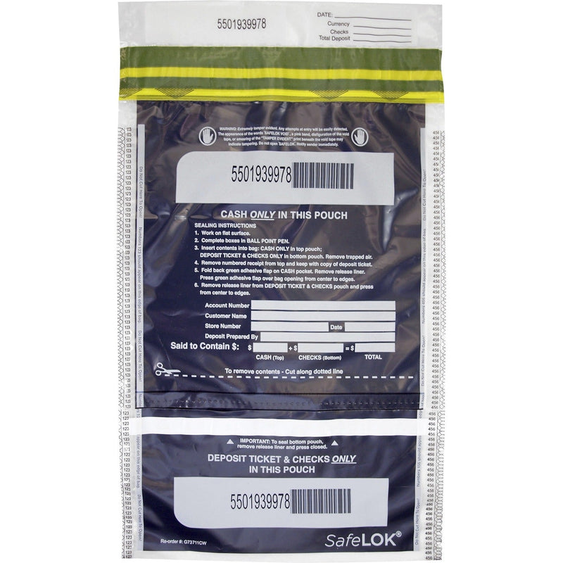ControlTek SafeLOK VT Tamper-Evident Deposit Bags - 10" x 15", Clear - 100/Pack - Bill, Deposit, Cash, Deposit Slip, Check (CNK585092) Pack of 100