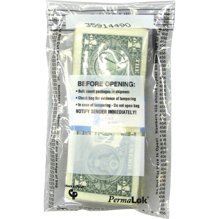 ControlTek PermaLOK Bundle Bags - 4.50" x 7.75", Clear - 4000/Carton - Cash, Bill (CNK585010)
