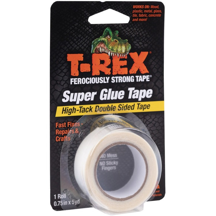 T-REX Double Sided Super Glue Tape - 15 ft Length x 0.75" Width - Acrylic - 1 / Each - White (DUC286853) Each