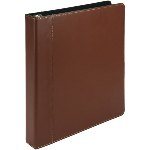 Samsill Contrast Stitch Leather Ring Binder - 1" Binder Capacity - Letter - 8 1/2" x 11" Sheet Size - 200 Sheet Capacity (SAM15712)