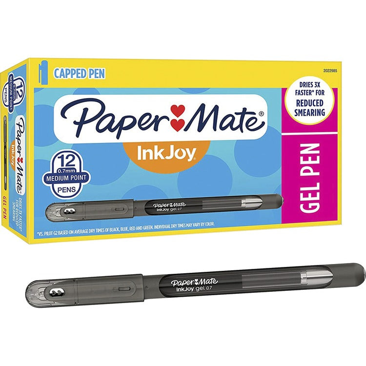 Paper Mate InkJoy Gel Pen - Medium Pen Point - Black - 12 / Carton (PAP2022985CT)