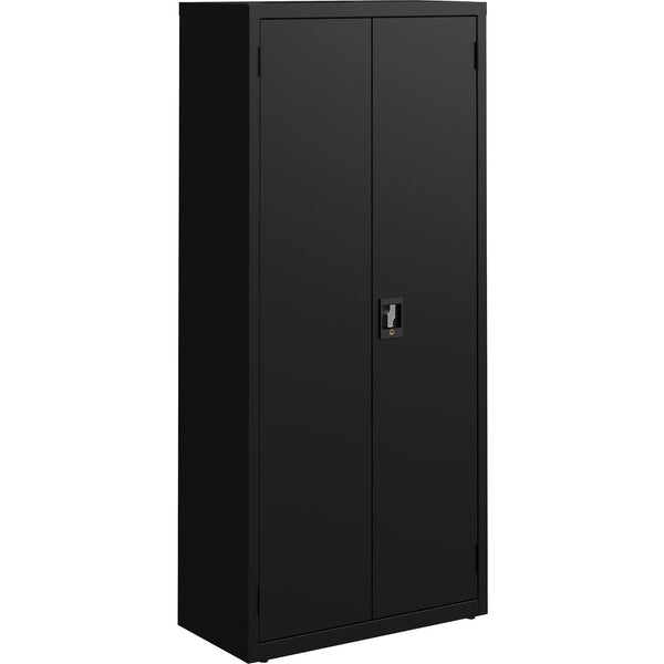 Lorell Slimline Storage Cabinet - 30" x 42" x 66" - 4 x Shelf(ves) - 720 lb Load Capacity - Durable, Welded, Nonporous Surface, Recessed Handle, Removable Lock, Locking System - Baked Enamel - Recycled (LLR69830BK)