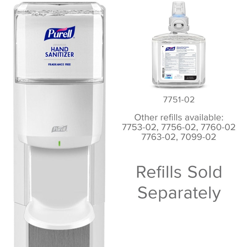 Purell MESSENGER ES8 Silver Panel Floor Stand with Dispenser, 1,200 mL, 16.75 x 6 x 40, Silver/White (GOJ7308DSSLV) Each