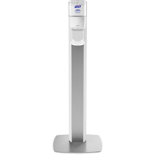 Purell MESSENGER ES8 Silver Panel Floor Stand with Dispenser, 1,200 mL, 16.75 x 6 x 40, Silver/White (GOJ7308DSSLV) Each