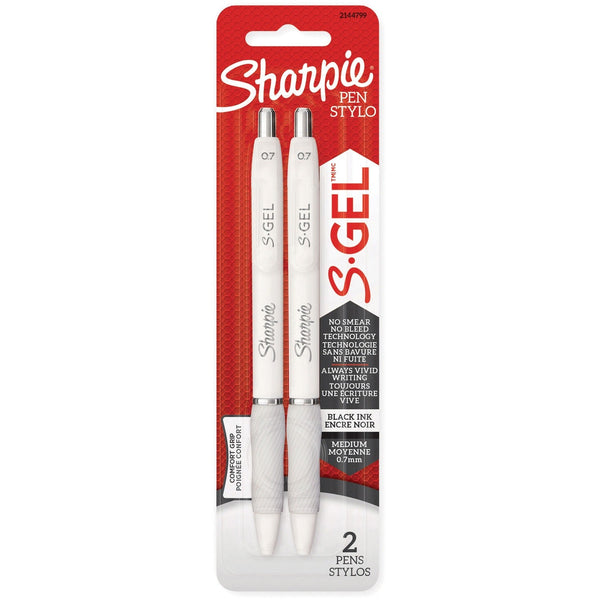 Sharpie S-Gel Pen - Medium Pen Point - 0.7 mm Pen Point Size - Retractable - Black - White Barrel - 2 / Pack (SAN2144799) Pack of 2