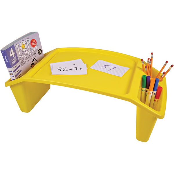 Deflecto Antimicrobial Kids Lap Tray - Supplies, Paper, Book, Pencil, Crayon, Mobile Device, Decoration/Activity - 8.53"Height x 23.35"Width x 12"Depth - Yellow (DEF39502YEL)