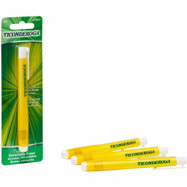Ticonderoga Retractable Eraser Yellow - Yellow - 1 - Smudge-free, Residue-free, Non-tearing, Latex-free, Retractable, Latex-free, Soft (DIXX38001) Each
