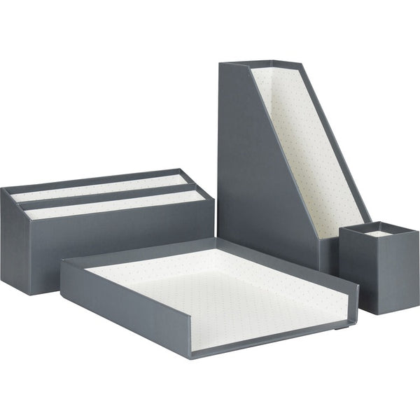 U Brands 4 Piece Desk Organization Kit, Gray & Dots - Desktop - Sturdy, Lightweight - Gray (UBR3204U0002) Each
