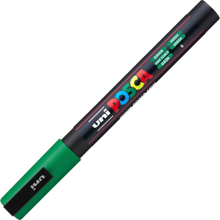 uni&reg; Posca Paint Marker - Fine Marker Point - Green Water Based, Pigment-based Ink - 6 / Pack (UBCPC3MGREEN) Pack of 6
