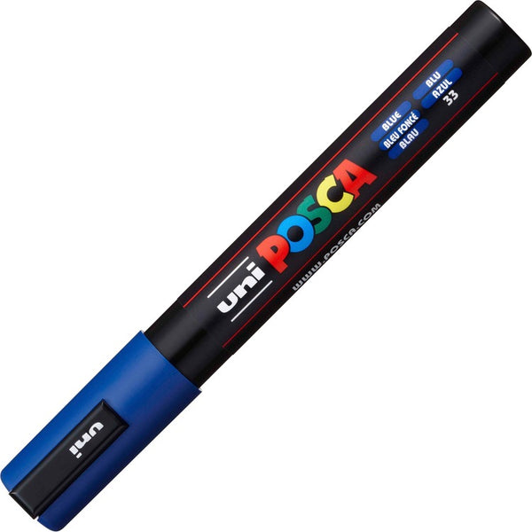 uni&reg; Posca Paint Marker - Medium Marker Point - Blue Water Based, Pigment-based Ink - 6 / Pack (UBCPC5MBLUE) Pack of 6