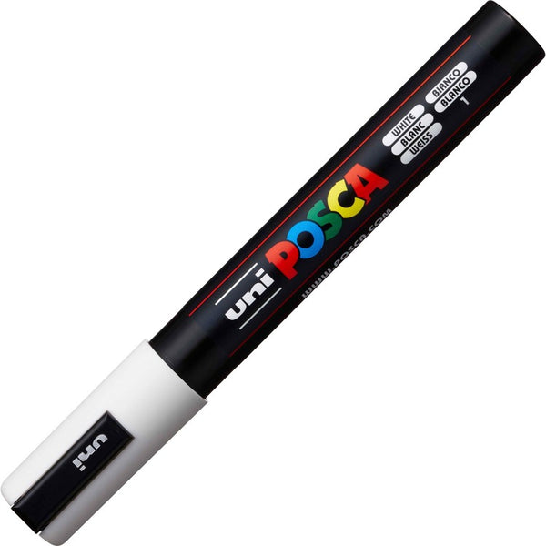 uni&reg; Posca Paint Marker - Medium Marker Point - White Water Based, Pigment-based Ink - 6 / Pack (UBCPC5MWHITE) Pack of 6