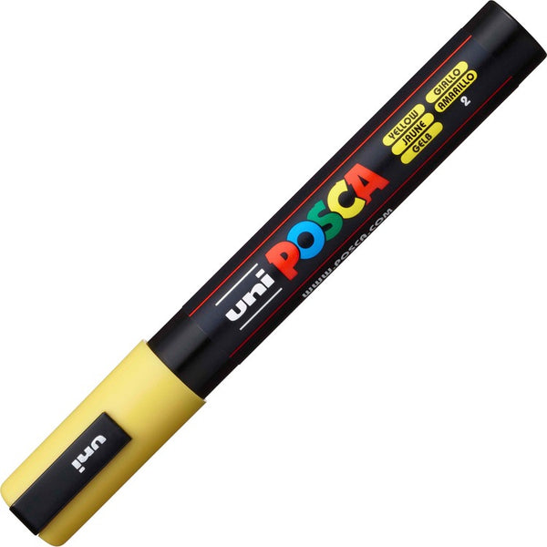 uni&reg; Posca Paint Marker - Medium Marker Point - Yellow Water Based, Pigment-based Ink - 6 / Pack (UBCPC5MYELLOW) Pack of 6