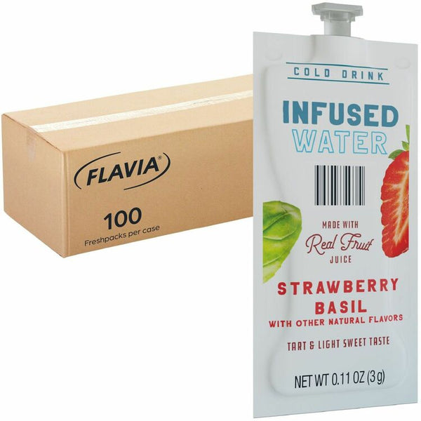 Flavia Strawberry Basil Infused Water Freshpack, Strawberry Basil, 0.11 oz Pouch, 100/Carton (LAV48053) Case of 100