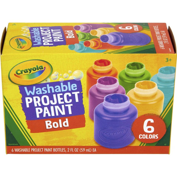 Crayola Washable Project Paint - 6 / Pack - Yellow, Green, Yellow Orange, Red Orange, Fuchsia, Blue, Violet, Teal (CYO542403) Pack of 6