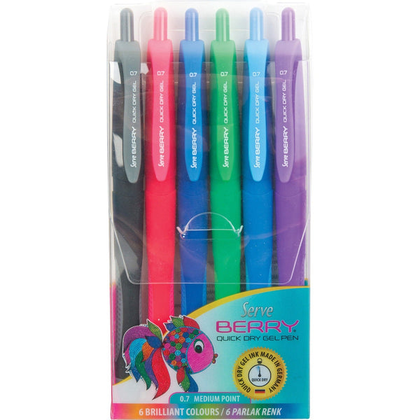 So-Mine Serve Berry Quick Dry Retract Gel Ink Pen - Medium Pen - 0.7 mm (SRVBRGEL07B6KRA) Each