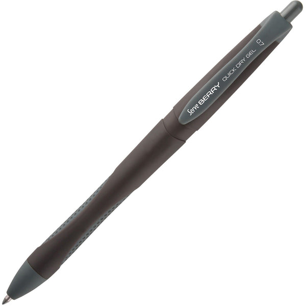 Serve Serve Berry Quick Dry Retract Gel Ink Pen, Black Gel-based Ink, Black Barrel (SRVBRGEL0712SY) Each