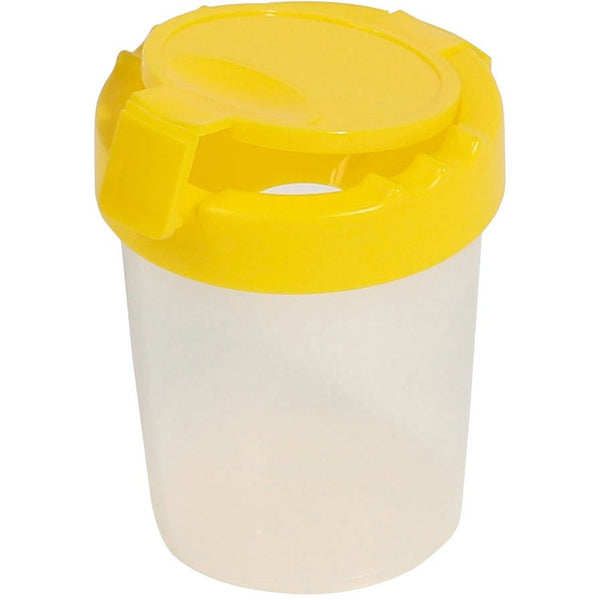 Deflecto Antimicrobial Kids No Spill Paint Cup Yellow - Paint, Brush - 3.93"Height x 3.46"Width x 3.93"Depth - Yellow (DEF39515YEL)
