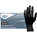 ProWorks Black Nitrile Exam Gloves, Powder-Free, Small, 100/Box (HOSGLN145FS) Box of 100