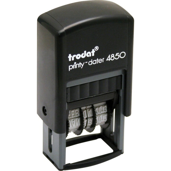 Trodat Micro 5-in-1 Date Stamp - Date Stamp - "E-MAILED, FAXED, PAID, RECEIVED" - 0.75" Impression Width - 10000 Impression(s) - 4 Bands - Assorted - Plastic - Recycled - 1 Each (TDTE4850L) Each