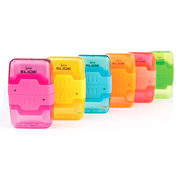 Serve Serve Slide Eraser & Sharpener Combo - Plastic - Multicolor - 1 Each (SRVSLIDE9KTKR) Each