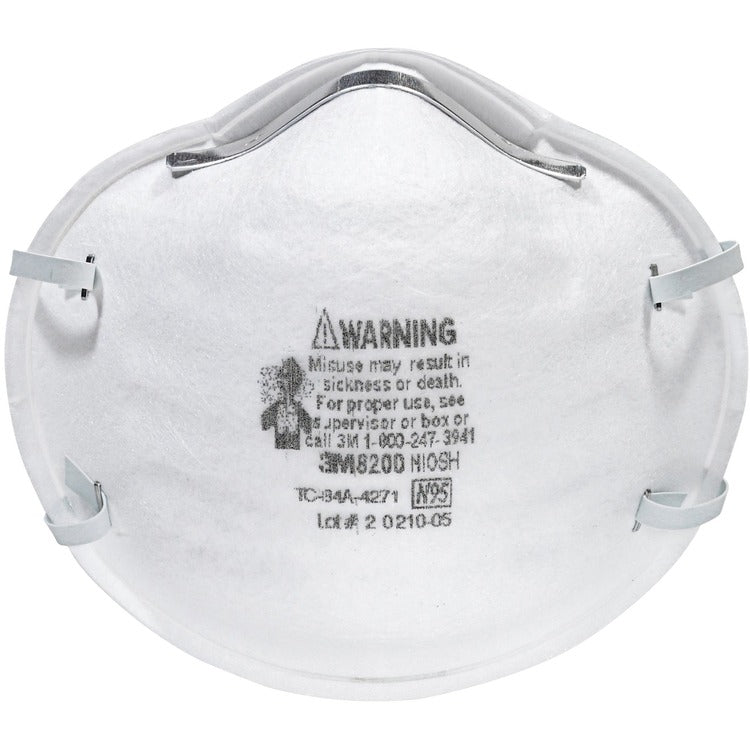 3M N95 Particle Respirator 8200 Mask - Disposable, Lightweight, Stretchable, Adjustable Nose Clip - Airborne Particle, Mold, Dust, Granular Pesticide, Allergen Protection - 12 / Carton (MMM8200H2C) Case of 12