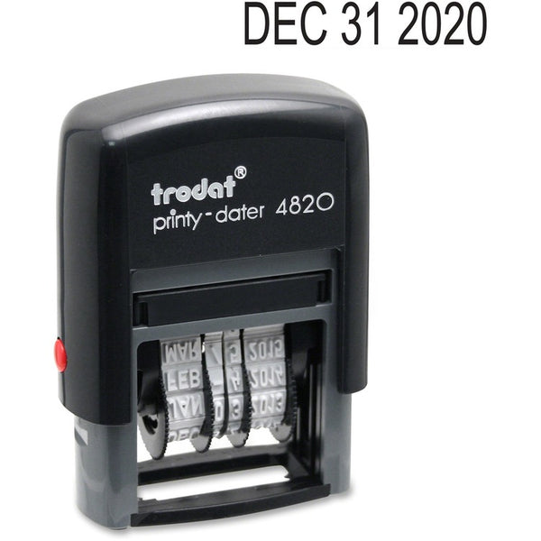 Trodat Date Only Stamp - Date Stamp - 0.38" Impression Width x 1.62" Impression Length - 10000 Impression(s) - Black - Recycled - 1 (TDTE4820) Each