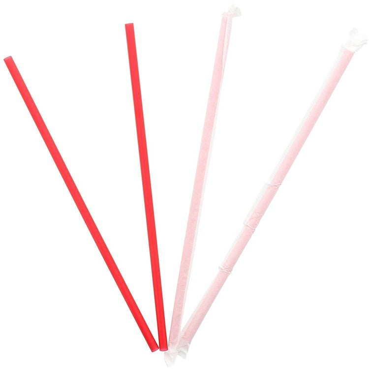 Banyan Giant Red Straws - Wrapped - 10.3", 1200 / Carton - Red (EGS198200)