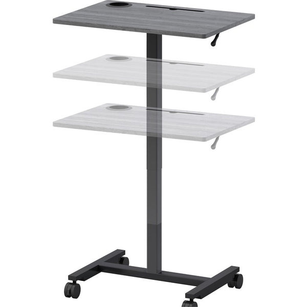 Lorell Height-adjustable Mobile Desk - Weathered Charcoal Laminate Top - Powder Coated Base - 43", x 26.63" x 19.13" Depth (LLR84837)