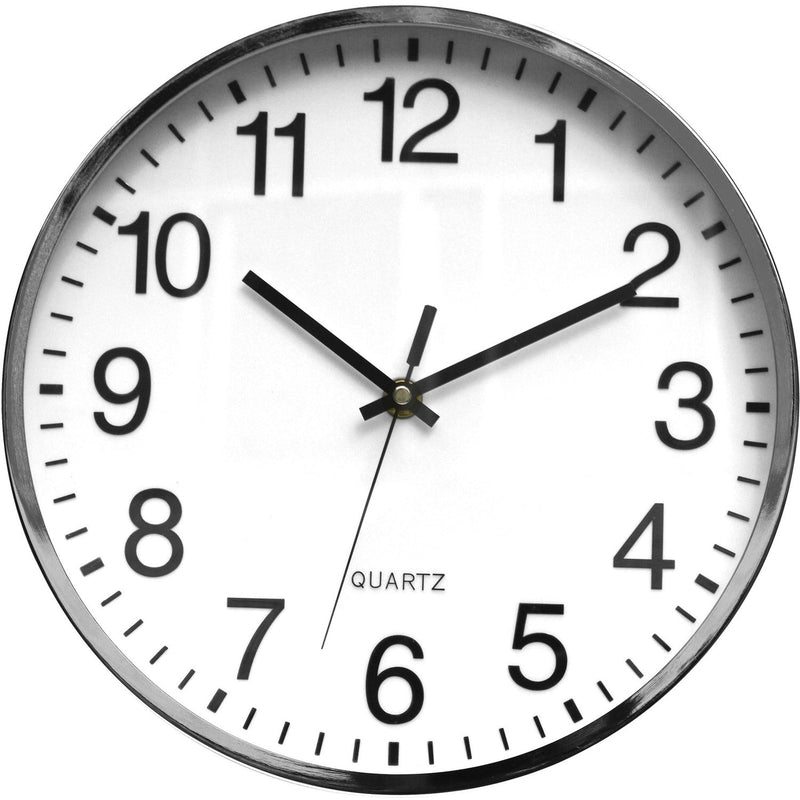 Victory Light Silent Chrome Wall Clock - Chrome/Wood Case, White (VLUTC6646AC) Each