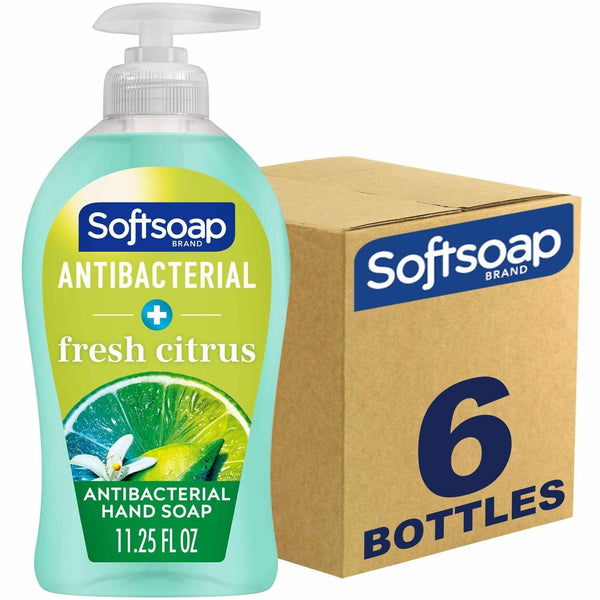 Softsoap Antibacterial Soap Pump-Fresh Citrus Scent-11.3 fl oz (332.7 mL) - Pump Bottle Dispenser - Bacteria Remover - Paraben-free, Phthalate-free, pH Balanced,Biodegradable,Recyclable-6/Carton (CPCUS03563ACT) Case of 6