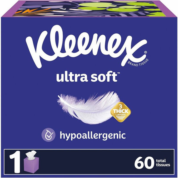 Kleenex Ultra Soft Tissues - 3 Ply - White - Soft, Strong, Fragrance-free - For Multipurpose - 65 Per Box (KCC54277) Each