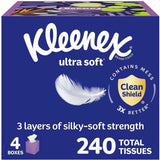 Kleenex Ultra Soft Tissues, 3 Ply, WhiteBox, 60/Box, 4/Pack (KCC54308) Pack of 4