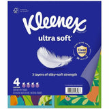 Kleenex Ultra Soft Tissues, 3 Ply, WhiteBox, 60/Box, 4/Pack (KCC54308) Pack of 4