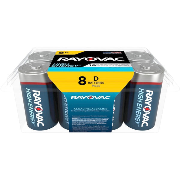 Rayovac High-Energy Alkaline D Batteries - For Drain Device, Toy, Flashlight - 8 / Pack (RAY8138PP) Pack of 8