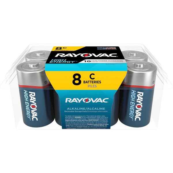 Rayovac High-Energy Alkaline C Batteries - For Drain Device, Toy, Flashlight - 8 / Pack (RAY8148PP) Pack of 8