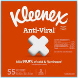 Kleenex Anti-viral Facial Tissue, 3 Ply, 55/Box  (KCC54505) Each