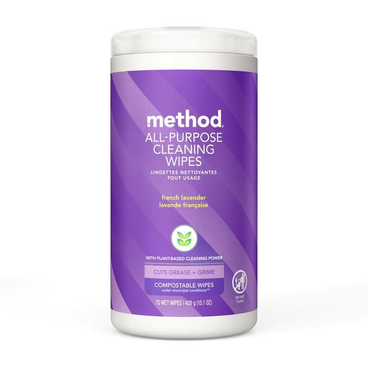 Method All-purpose Cleaning Wipes - Wipe - French Lavender Scent - 70 / Tub (MTH338520) Each