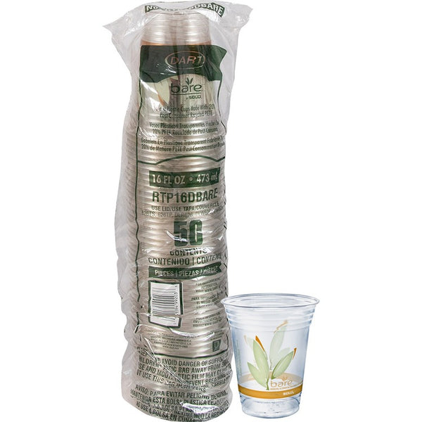 Solo Eco-Forward RPET Clear Cold Cups - 16 fl oz - 50 / Pack - Clear (SCCRTP16DBARE)