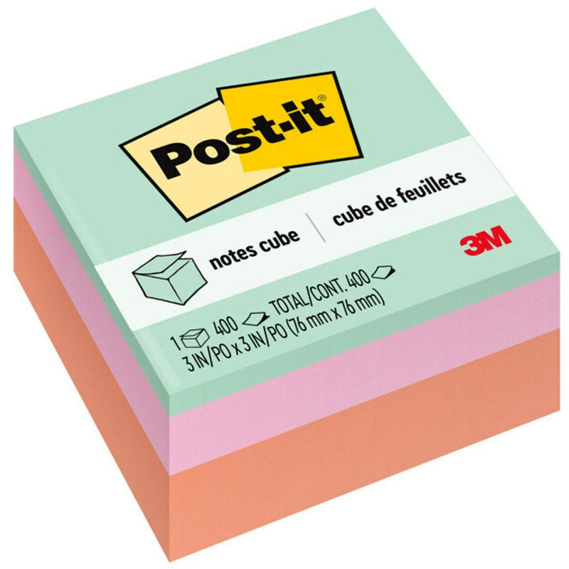 Post-it&reg; Super Sticky Notes Cubes - Square - 400 Sheets per Pad - Multicolor - Sticky, Adhesive - 1 Pack (MMM2027PAS) Each