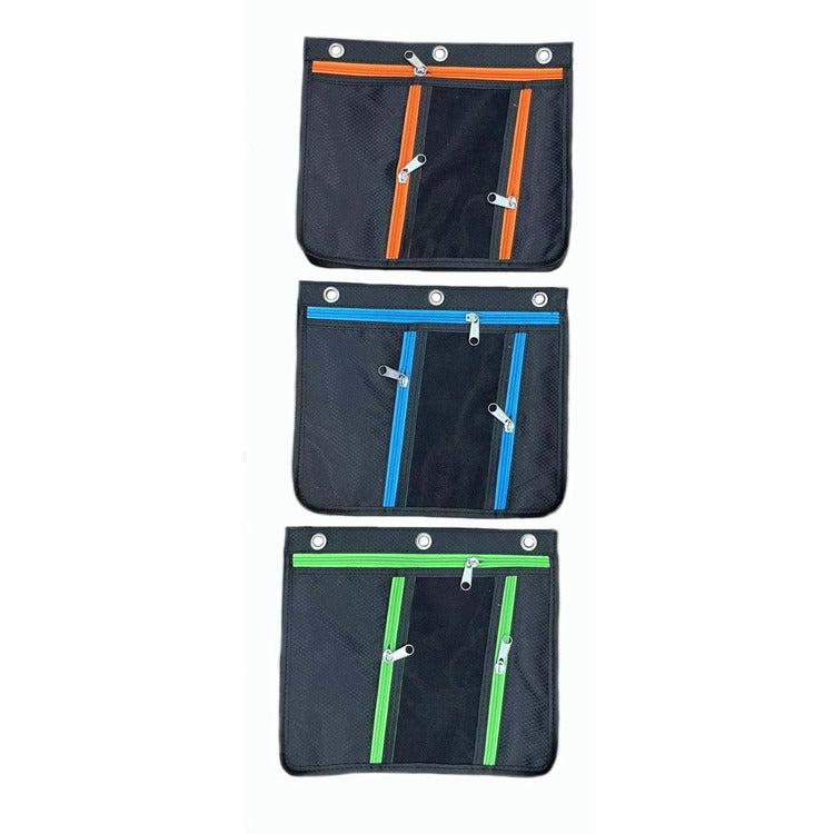 CLI Triple-pocket Pencil Pouches - 11", x 9.5" Width - Ring Binder - Multi - Nylon - 24 (LEO76395ST)