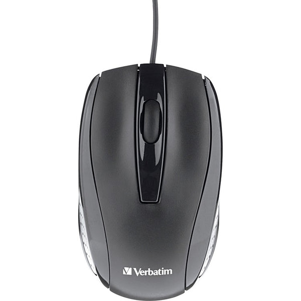 Verbatim Corded Optical Mouse - Black - Optical - Cable - Black - Scroll Wheel (VER70733)