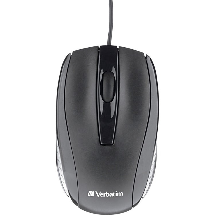 Verbatim Corded Optical Mouse - Black - Optical - Cable - Black - Scroll Wheel (VER70733)