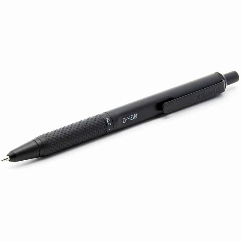 Zebra Pen G-450 Gel Retractable 0.7mm Black 2Pk, Medium Pen Point, Refillable, Retractable, Black Brass Barrel, 2/Pack (ZEB49512) Pack of 2