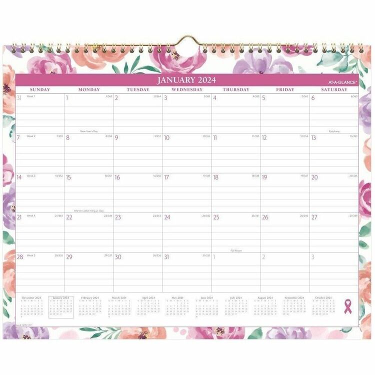 At-A-Glance Badge Floral Wall Calendar, Badge Floral Artwork, 15 x 12, White/Multicolor Sheets, 12-Month (Jan to Dec): 2023 (AAG1641F707)