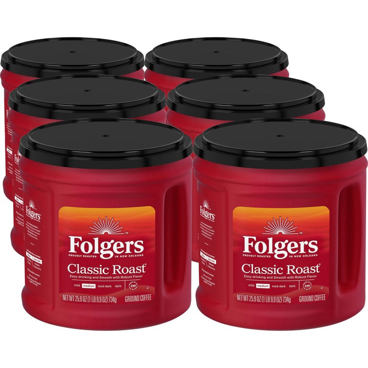 Folgers&reg; Classic Roast Ground Coffee - Medium - 25.9 oz - 6 / Carton (FOL30407CT) Case of 6