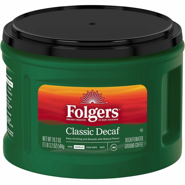 Folgers&reg; Classic Decaffeinated Coffee - Medium - 19.2 oz - 1 Each (FOL30406) Each