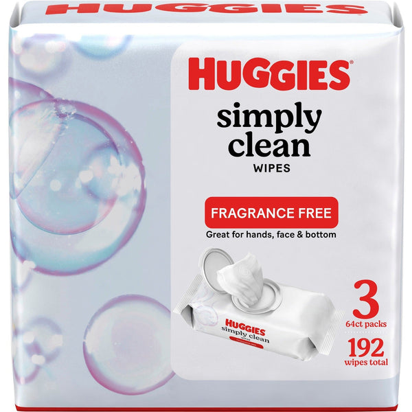 Huggies Simply Clean Wipes - White - Unscented, Hypoallergenic, pH Balanced, Fragrance-free, Alcohol-free, Paraben-free, Phenoxyethanol-free - For Hand, Skin, Face - 1 Each (KCC54483) Each