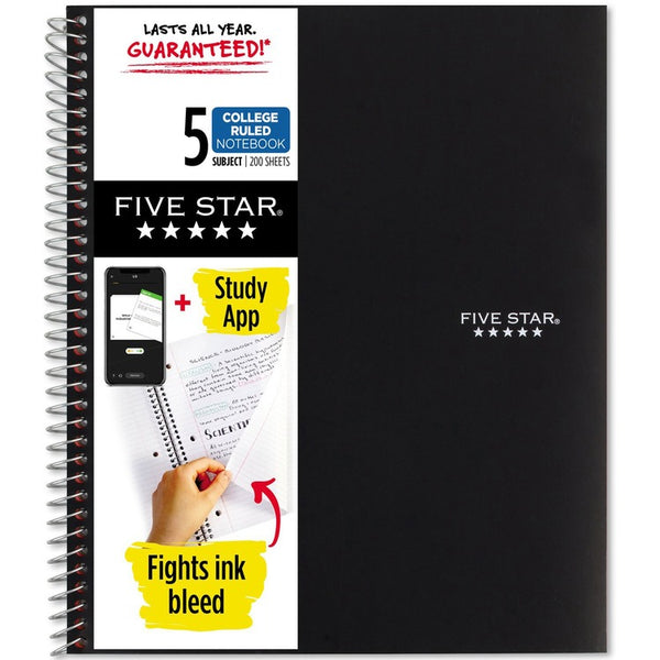 Five Star Notebook - 5 Subject(s) - 200 Sheets - Wire Bound - College Ruled - 3 Hole(s) - 8 1/2" x 11" - Blue Cover (MEA72081) Each